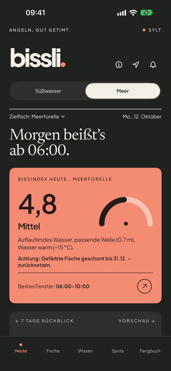 Screenshot der App bissli