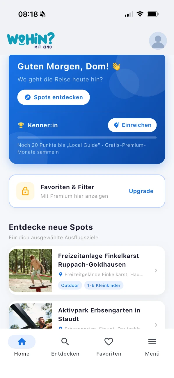 Screenshot der App Wohin mit Kind