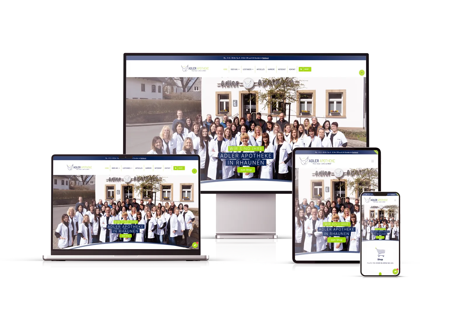 Website-Mockup: Adler Apotheke – Webdesign von Spack! Medien