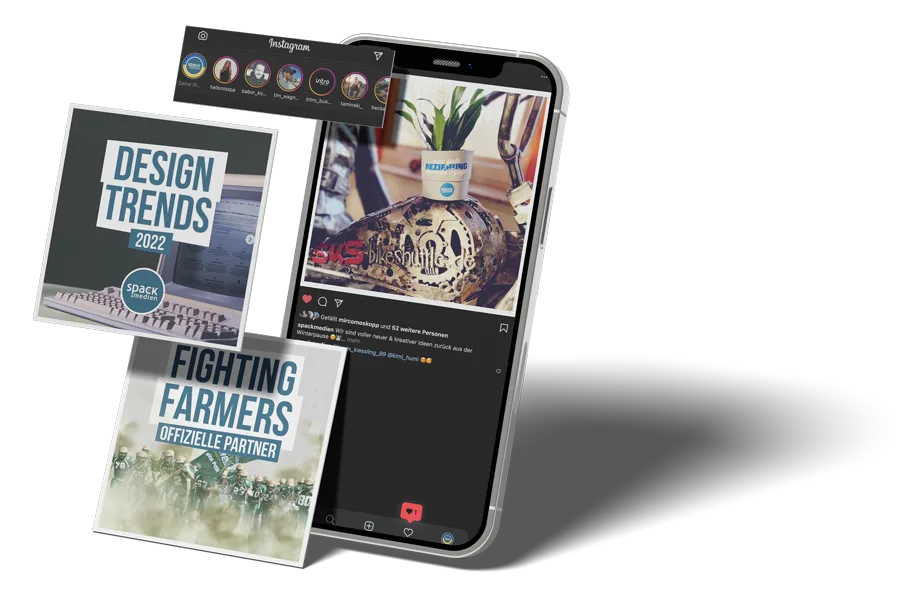 Social-Media-Beiträge von Spack! Medien auf dem Smartphone